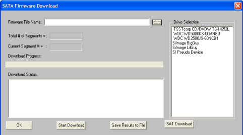 SATA Firmware Download Screenshot