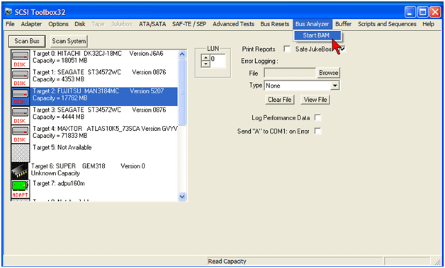 Bus Analyzer included with SCSItoolbox Suite